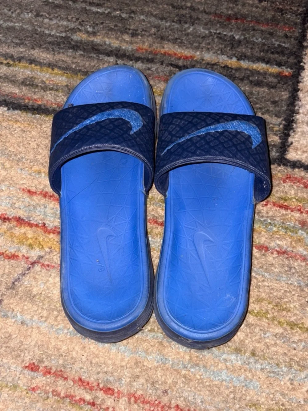 Nike Navy and Royal Blue Slide Sandals